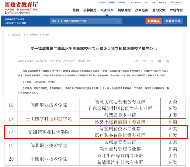 福建省智能制鞋技术A类高水平专业群